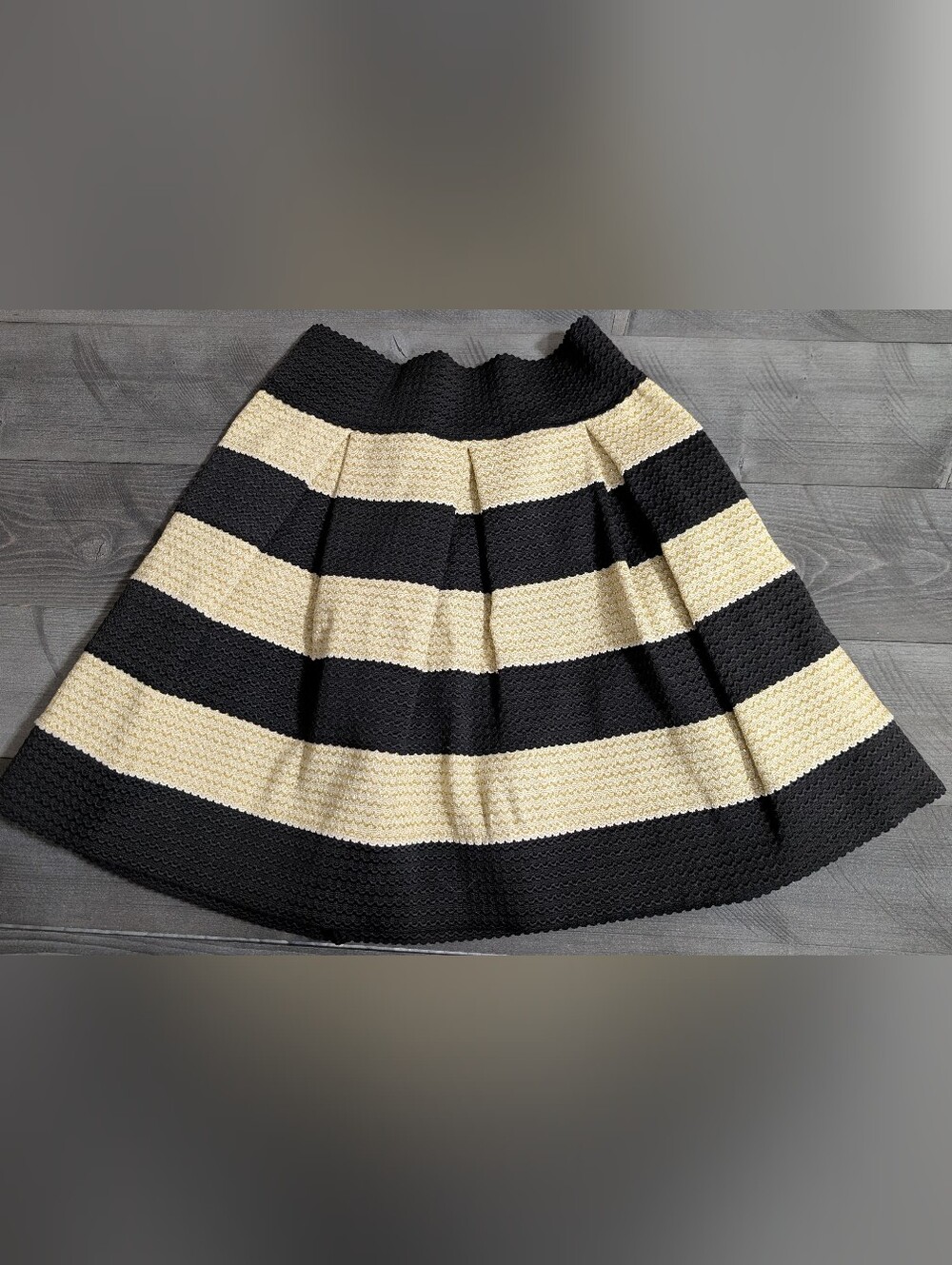 Xhilaration Black and Gold Cream Striped Circle Skirt size Medium